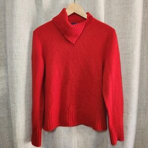 Charter Club 100% Cashmere Red Sweater Women's Size PL Long Sleeve Cowl Neckline